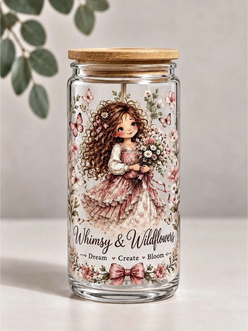 Whimsy & Wildflowers  by Yesi design shop Glass Candle Jar